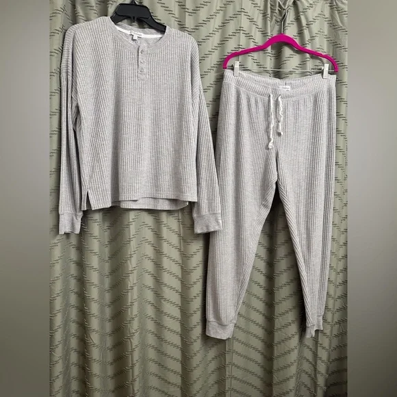 PJ Salvage Light grey Knit Jogger Set/Lounge Set size L - Picture 2 of 6